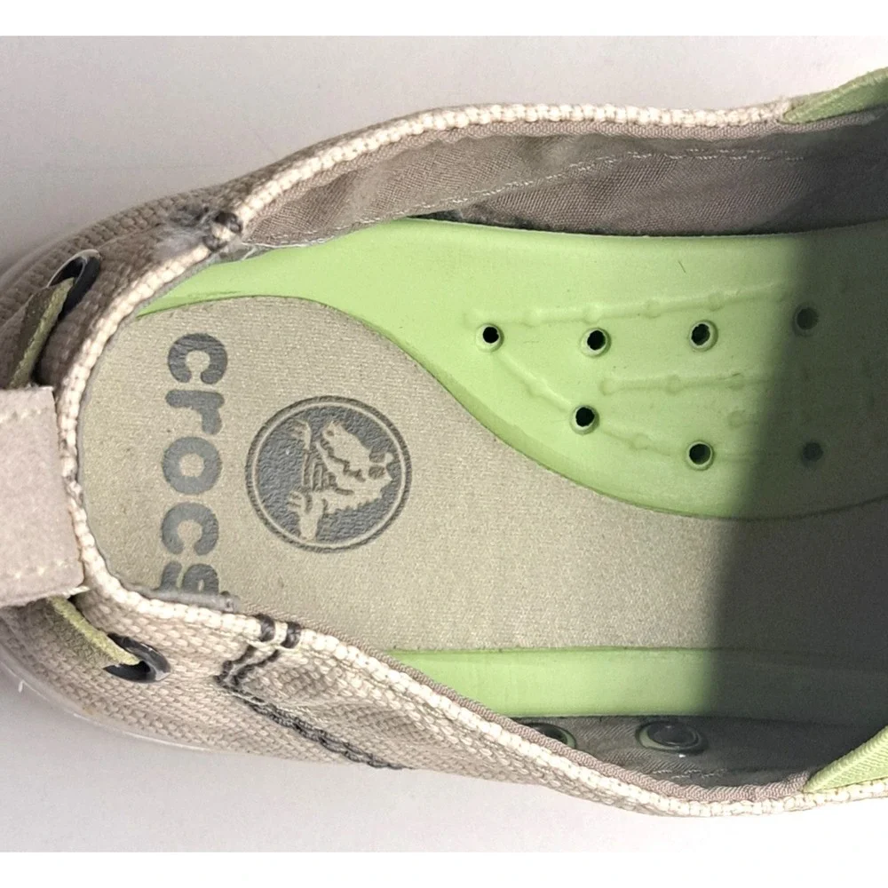 2 Pair CROCS Walu Slip-on Loafers Boat Shoes Mens 8M Navy Beige Flaws